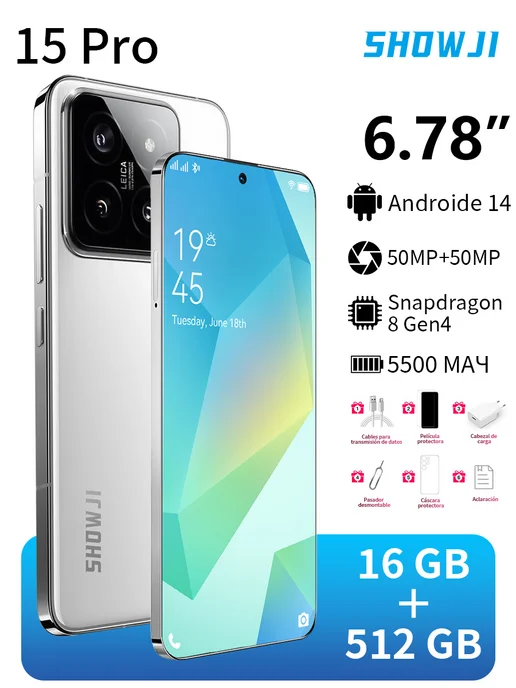Смартфон showji 15 Pro 15/16 ГБ, белый