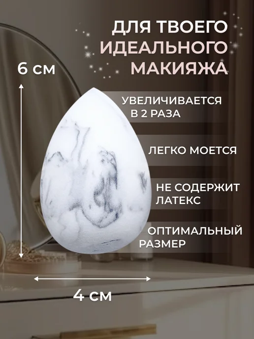 Бьюти Маг Спонж для макияжа, серый, фото 2