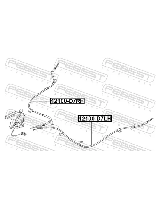 FEBEST трос ручного тормоза левый 12100-d7lh, вариант, фото 2