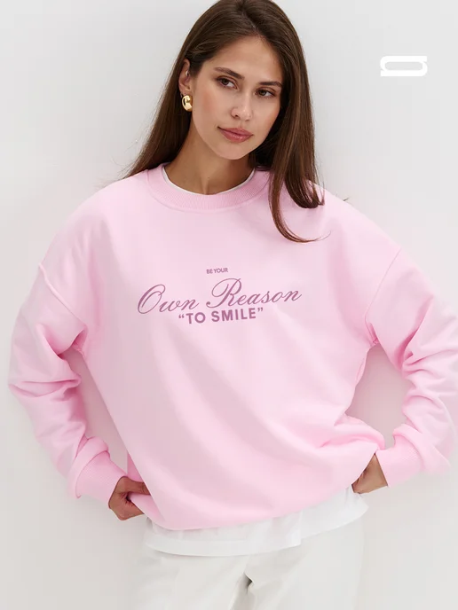 Pink Bus Свитшот с принтом без начеса, розовый, фото 2
