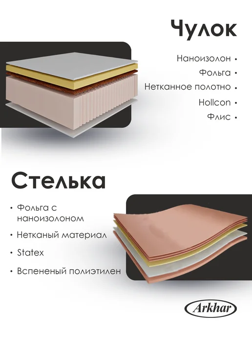 Arkhar Сапоги зимние для рыбалки, утепленные непромокаемые с шипами, черный, фото 6
