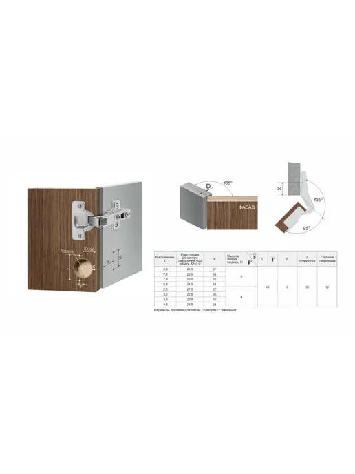 boyard Петля угловая 45 градусов без доводчика H640C02, серый, 20 шт, фото 4