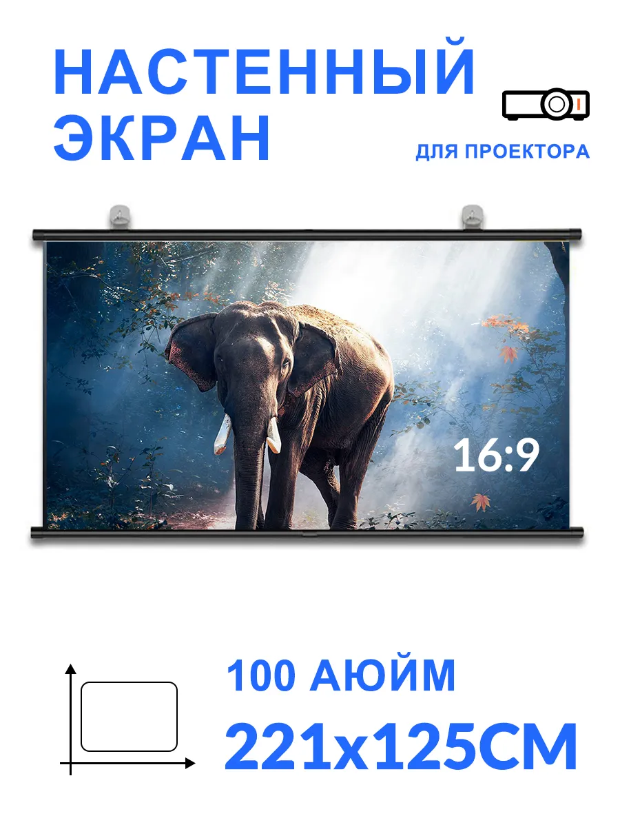 Ручной настенный 100" экран для проектора