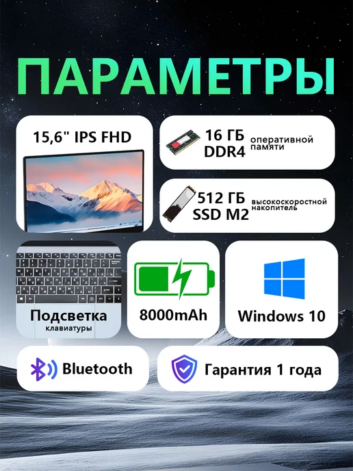 LapCore Ноутбук для работы и учебы 15,6" IPS 16 ГБ SSD 512 ГБ, 16 ГБ, 512 ГБ, фото 2