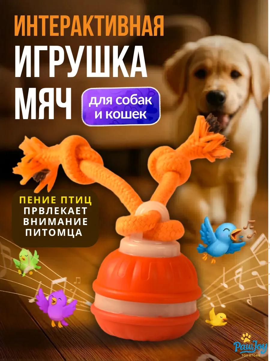 Интерактивная игрушка мяч для кошек и собак мелких пород