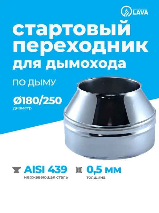 LAVA Зонт-дефлектор для сэндвич-дымохода, d180 250, AISI 439, вариант