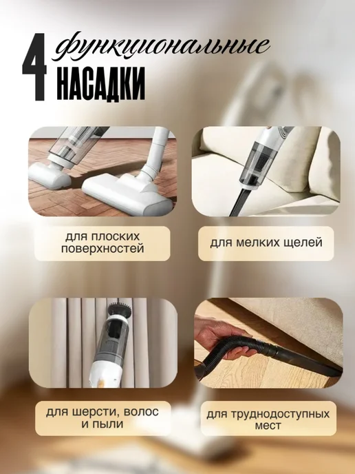 Eligio Пылесос для автомобиля и дома беспроводной, белый, фото 2
