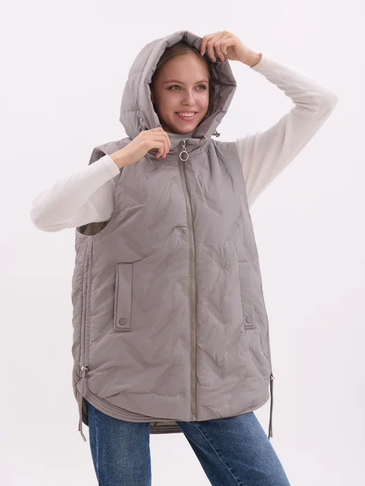 TH Outfit Жилетка утепленная с капюшоном, серый, фото 3