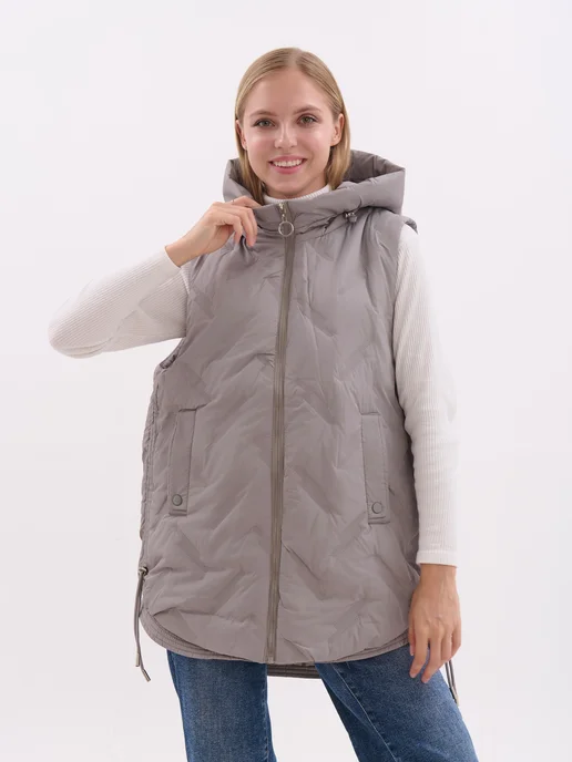 TH Outfit Жилетка утепленная с капюшоном, серый, фото 4
