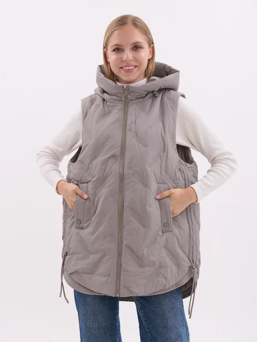 TH Outfit Жилетка утепленная с капюшоном, серый, фото 6
