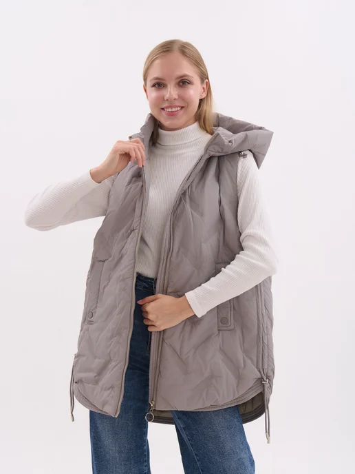 TH Outfit Жилетка утепленная с капюшоном, серый, фото 7
