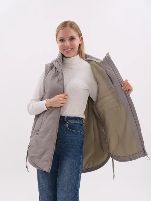 TH Outfit Жилетка утепленная с капюшоном, серый, фото 8
