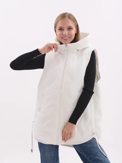 TH Outfit Жилетка утепленная с капюшоном, белый, фото 7