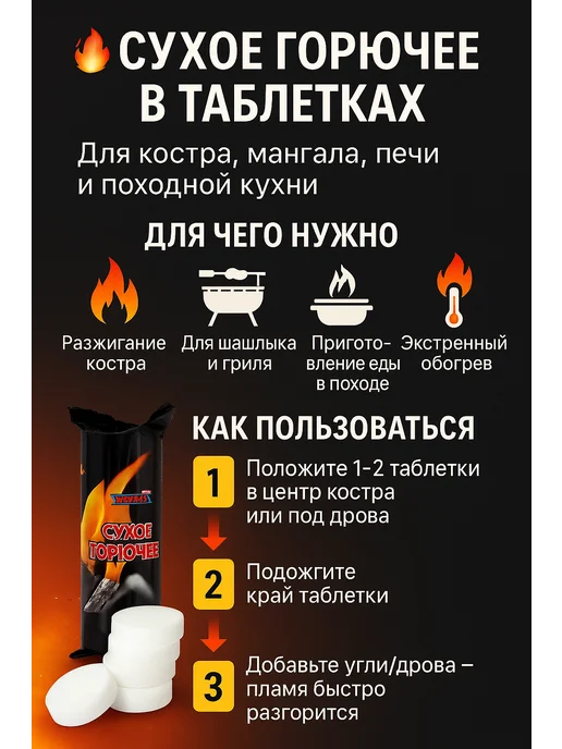 Aleng Сухое горючее для быстрого розжига костра, мангала, камина, вариант, фото 2