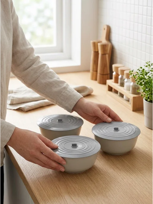 B.A.S. KITCHEN Силиконовые крышки для кружек и чашек, 3 шт, фото 2