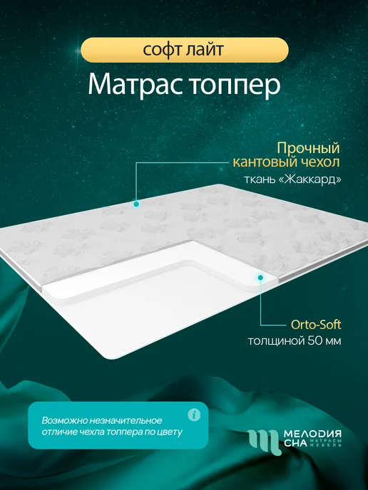 Мелодия сна Топпер на кровать 160х200 матрас тонкий на диван Лайт, 160x200, фото 2