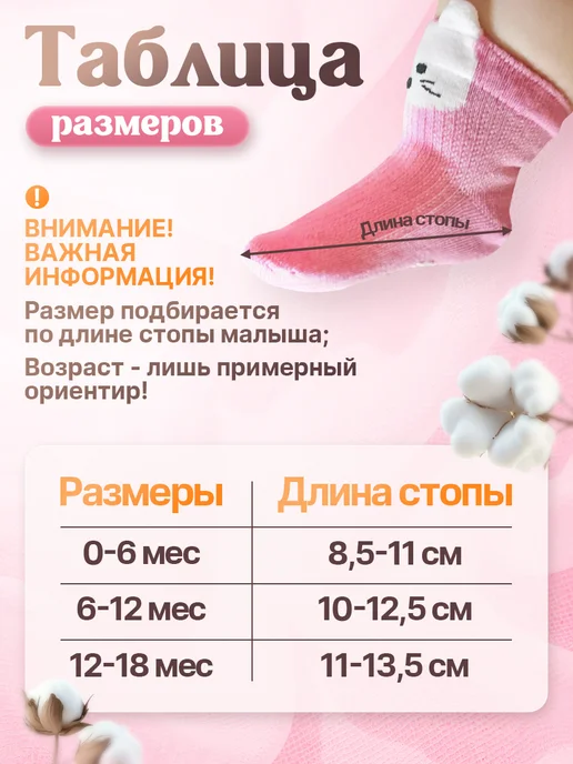 Носки для новорожденных детские набор 6 шт, 6 шт, фото 2