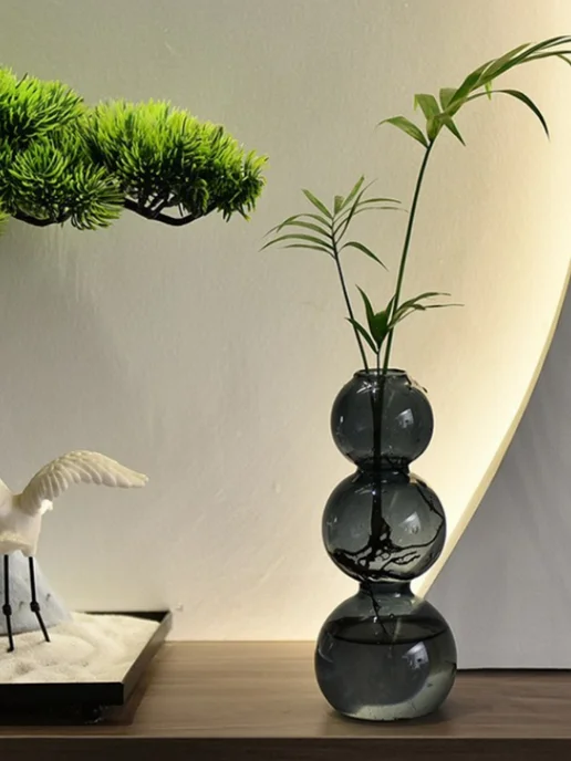 Shishki home Ваза для цветов и сухоцветов стеклянная, синий, фото 3