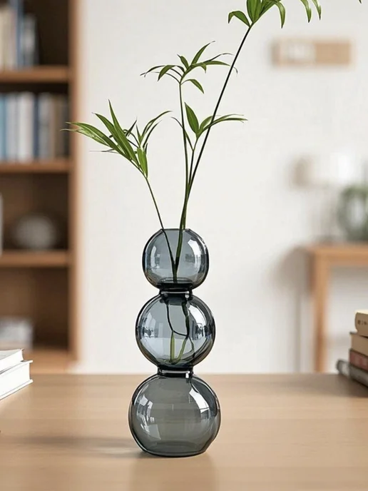 Shishki home Ваза для цветов и сухоцветов стеклянная, синий, фото 5