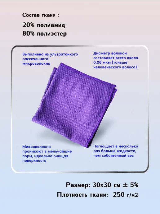 SVclean Салфетка для стекол и зеркал 30х30 3шт, 30x30, 3 шт, фото 3