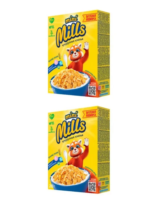 Mini Mills Хлопья кукурузные обогащенные витаминами, 200 г, 2 шт, 200 г, 2 шт