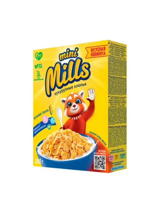 Mini Mills Хлопья кукурузные обогащенные витаминами, 200 г, 2 шт, 200 г, 2 шт, фото 2
