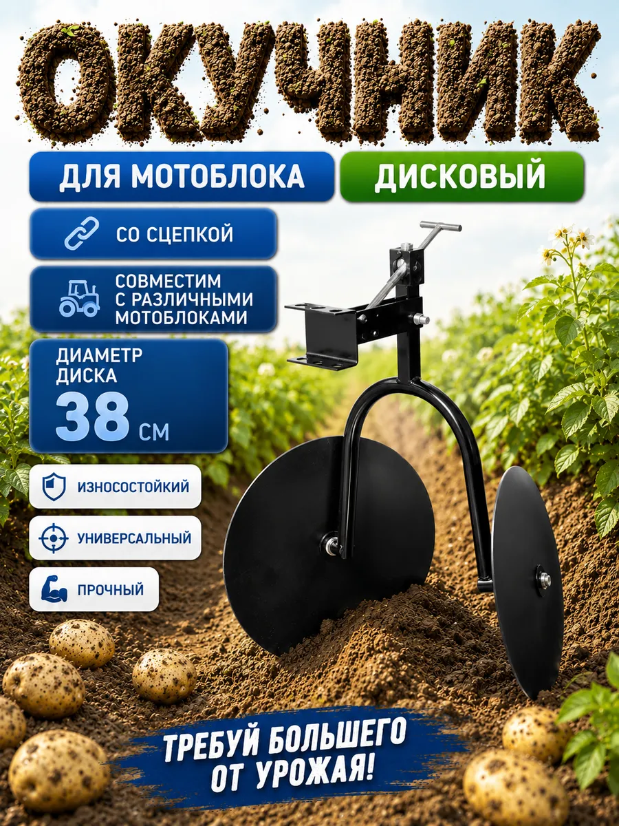 Окучник для мотоблока дисковой Окучиватель для картошки