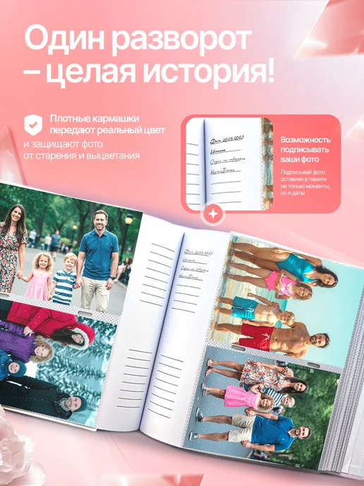 MOVIPRINT Фотоальбом семейный свадебный нежно-розовый, голубой, фото 3