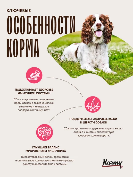 Сухой корм KARMY для собак, крупные, средние, чувствительное пищеварение, лосось, 14 кг, фото 2