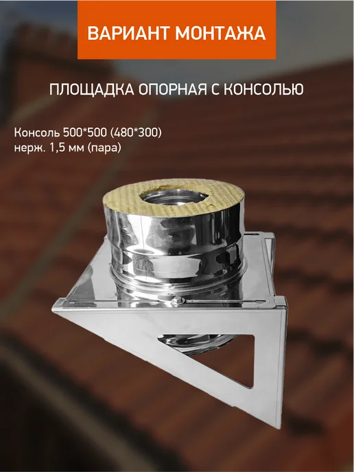 Монтажная площадка дымохода 150 на 230 нержавейка AISI 430, вариант, фото 4