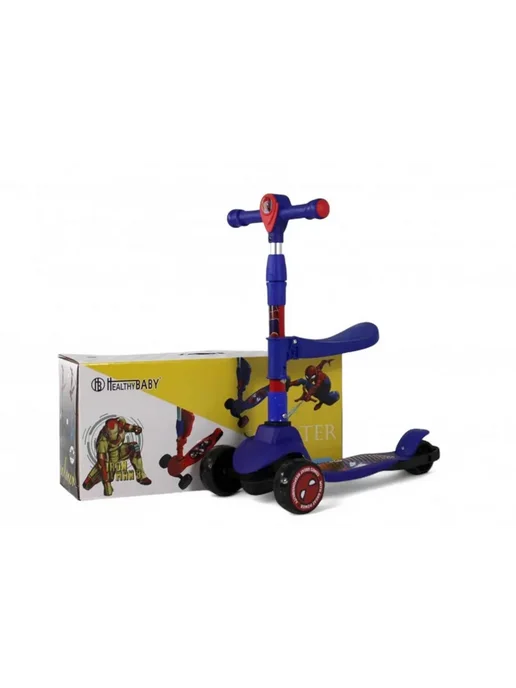 River Toys Детский трехколесный складной самокат с музыкой и подсветкой, синий, фото 5