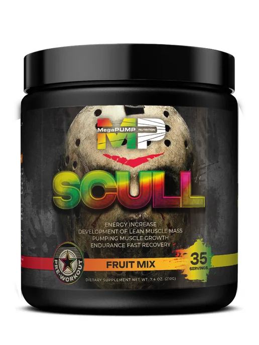 Mega PUMP Nutrition Предтренировочный комплекс SCULL 35 порций Фруктовый микс, вариант, фото 7