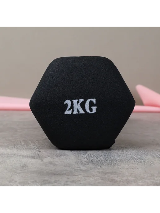 Comiron Гантель неопреновая Woohooo Warm Up 2 кг розовая, 2 кг, черный, фото 2