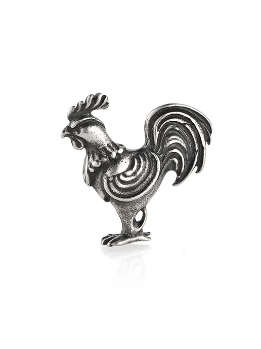 Серебряная Фигурка сувенир mini Петух Знаки Зодиака, серебристый, фото 4