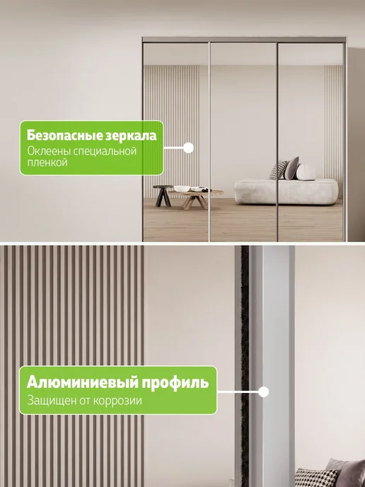 Е1 Шкаф-купе Экспресс 3-х дверный 240х60х240, Ясень Анкор, 60x240, фото 6