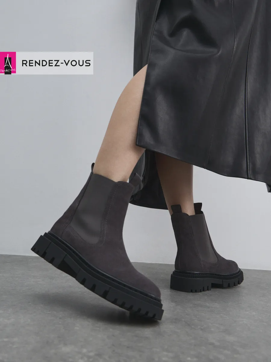 Ботинки зимние замшевые с мехом челси Tendance. Цвет серый.