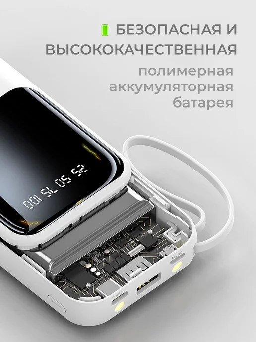 MIARTE Повербанк для iphone, android 20000, Power bank для телефона, белый, фото 7