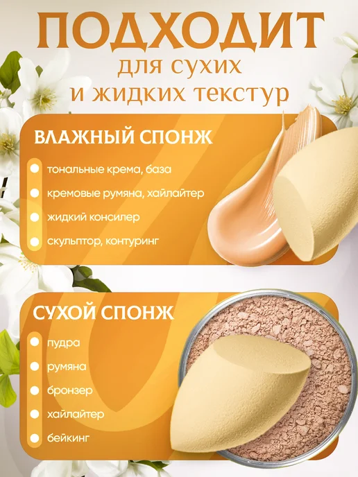 Спонжи для макияжа, желтый, фото 3