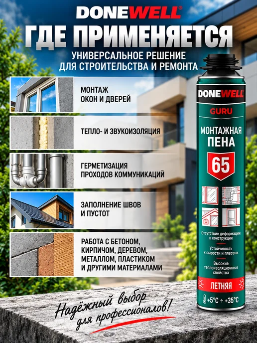 KUDO Пена монтажная профессиональная DONEWELL 65 летняя, вариант, фото 3