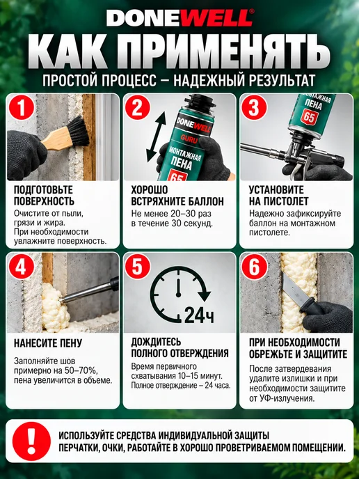 KUDO Пена монтажная профессиональная DONEWELL 65 летняя, вариант, фото 4