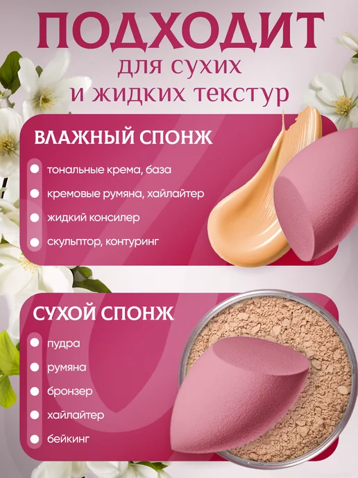 Спонжи для макияжа, розовый, фото 3