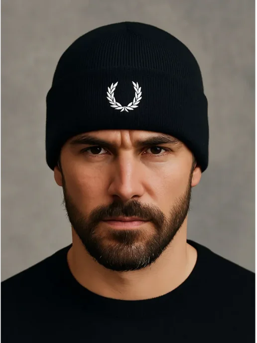 Elite Gallery Шапка черная эксклюзивная Fred & Perry, черный, фото 4