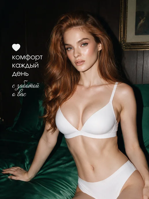 CARLOTTY Комплект белья черный бесшовный бюстгальтер и трусы, белый, фото 8