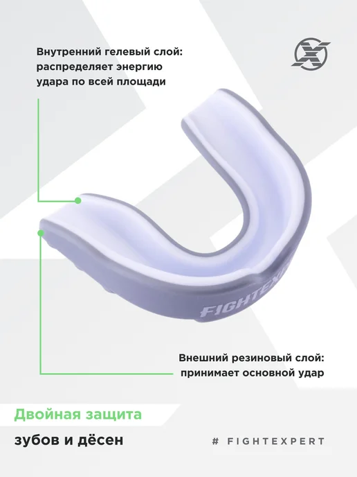 Fight Expert Капа защитная FIGHTEXPERT взрослая с кейсом двухслойная, серый, фото 2