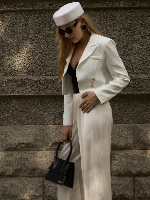 A.S.B.O. - moda Пиджак укороченный стильный, белый, фото 6