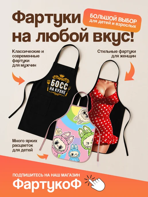 ФартукоФ Фартук кухонный женский подарочный прикольный, черный, фото 8