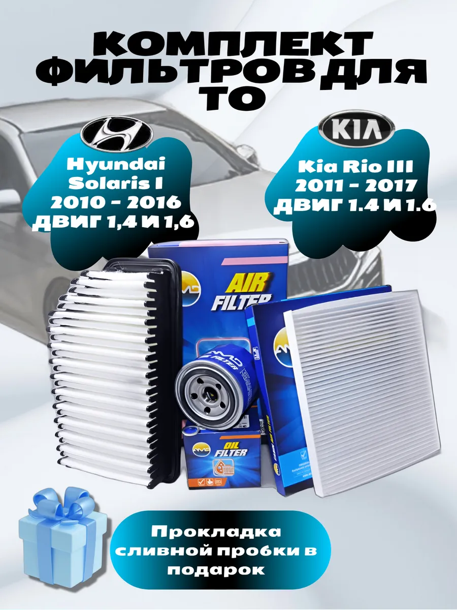 Комплект фильтров для ТО Hyundai Solaris 1 / Kia Rio 3