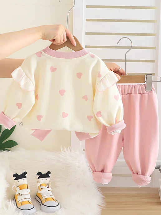 BabyStyuf Нарядный костюм спортивный детский на подарок в садик, розовый, фото 2