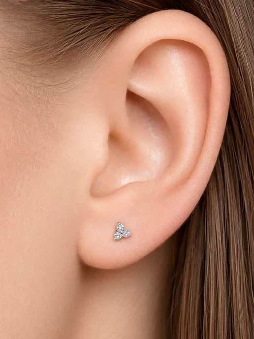 Vesna jewelry Лабрет пирсинг с плоским замком трилистник 585 в ухо золото, золотой, фото 5