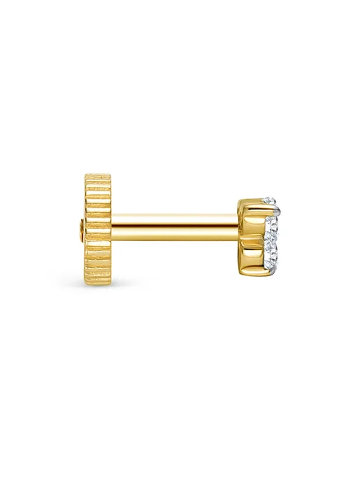 Vesna jewelry Лабрет пирсинг с плоским замком трилистник 585 в ухо золото, золотой, фото 8